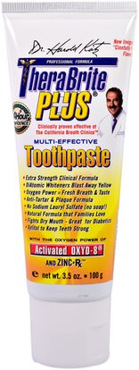 TheraBreath, TheraBrite Plus, Multi-Effective Toothpaste, 3.5 oz (100 g) ,حمام، الجمال، العناية بالأسنان عن طريق الفم، تبييض الأسنان، معجون الأسنان