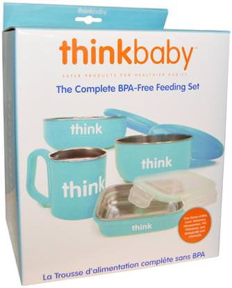 Think, Thinkbaby, The Complete BPA-Free Feeding Set, Light Blue, 1 Set ,صحة الأطفال، أطفال الأطعمة، ثينكبابي الفئة