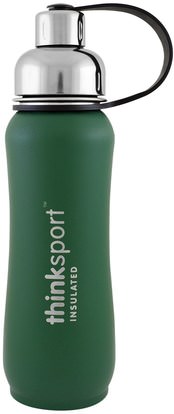 Think, Thinksport, Insulated Sports Bottle, Green, 17 oz (500ml) ,الرياضة، اللياقة البدنية زجاجات المياه شاكر الكؤوس