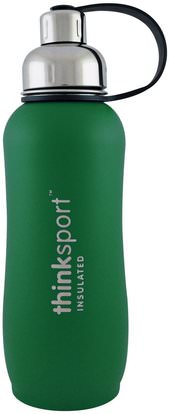 Think, Thinksport, Insulated Sports Bottle, Green, 25 oz (750ml) ,الرياضة، اللياقة البدنية زجاجات المياه شاكر الكؤوس