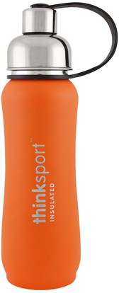 Think, Thinksport, Insulated Sports Bottle, Orange, 17 oz (500ml) ,الرياضة، اللياقة البدنية زجاجات المياه شاكر الكؤوس