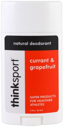 Think, Thinksport, Natural Deodorant, Currant & Grapefruit, 2.9 oz (85.8 ml) ,حمام، الجمال، مزيل العرق