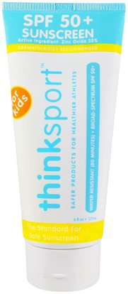 Think, Thinksport, Sunscreen, SPF 50+, For Kids, 6 fl oz (177 ml) ,حمام، الجمال، واقية من الشمس، سف 50-75، والأطفال والطفل واقية من الشمس