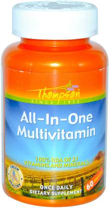 Thompson, All-In-One Multivitamin, 60 Veggie Caps ,الفيتامينات، الفيتامينات