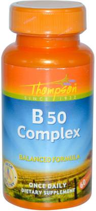Thompson, B50 Complex, 60 Capsules ,الفيتامينات، فيتامين ب المعقدة، فيتامين ب معقدة 50