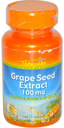 Thompson, Grape Seed Extract, 100 mg, 30 Veggie Caps ,المكملات الغذائية، مضادات الأكسدة، استخراج بذور العنب