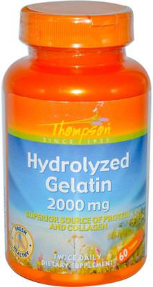 Thompson, Hydrolyzed Gelatin, 2000 mg, 60 Tablets ,الصحة، صحة الأظافر، الجيلاتين