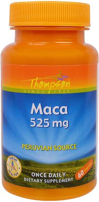 Thompson, Maca, 525 mg, 60 Capsules ,الصحة، الرجال، الببغاء، المكملات الغذائية، أدابتوغين