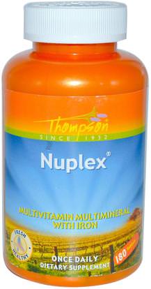 Thompson, Nuplex, Multivitamin Multimineral with Iron, 180 Tablets ,الفيتامينات، الفيتامينات