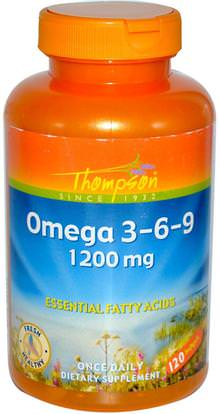 Thompson, Omega 3-6-9, 1200 mg, 120 Softgels ,المكملات الغذائية، إيفا أوميجا 3 6 9 (إيبا دا)، أوميغا 369 قبعات / علامات التبويب