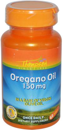Thompson, Oregano Oil, 150 mg, 60 Softgels ,المكملات الغذائية، زيت الزعتر، الصحة