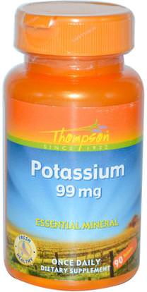 Thompson, Potassium, 99 mg, 90 Tablets ,المكملات الغذائية، المعادن، البوتاسيوم