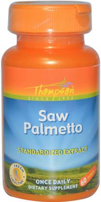 Thompson, Saw Palmetto Standardized Extract, 60 Softgels ,الصحة، الرجال