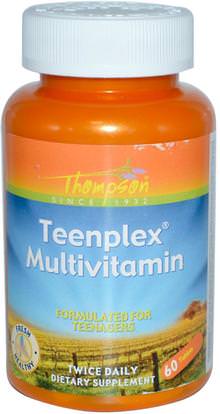 Thompson, Teenplex Multivitamin, 60 Tablets ,الفيتامينات، الفيتامينات المتعددة، الأطفال الفيتامينات