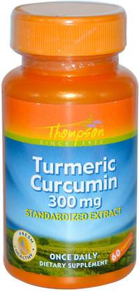 Thompson, Turmeric Curcumin, 300 mg, 60 Capsules ,المكملات الغذائية، مضادات الأكسدة، الكركمين