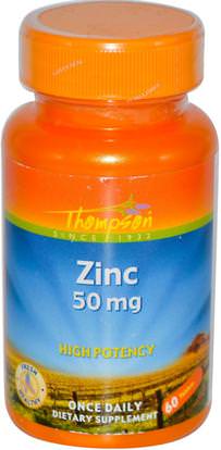 Thompson, Zinc, 50 mg, 60 Tablets ,المكملات الغذائية، المعادن، الزنك