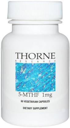 Thorne Research, 5-MTHF, 1 mg, 60 Vegetarian Capsules ,الفيتامينات، حمض الفوليك، 5-مثف حمض الفوليك (5 الميثيل رباعي هيدرولوفولات)
