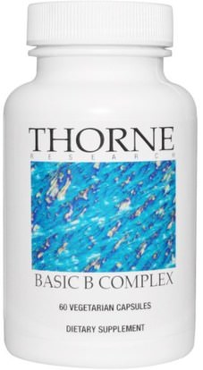 Thorne Research, Basic B Complex, 60 Vegetarian Capsules ,الفيتامينات، فيتامين ب المركب، حمض الفوليك، 5-مثف حمض الفوليك (5 الميثيل رباعي هيدرولوفولات)