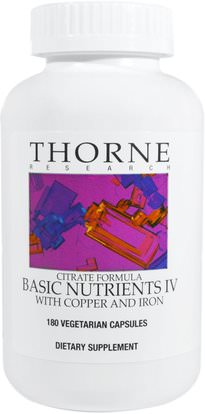 Thorne Research, Basic Nutrients IV with Copper and Iron, 180 Vegetarian Capsules ,الفيتامينات، الفيتامينات
