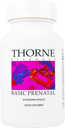 Thorne Research, Basic Prenatal, 90 Vegetarian Capsules ,الفيتامينات، الفيتامينات قبل الولادة