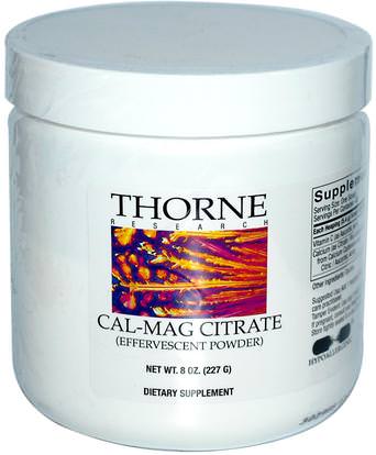 Thorne Research, Cal-Mag Citrate, Effervescent Powder, 8 oz (227 g) ,المكملات الغذائية، والمعادن، والكالسيوم
