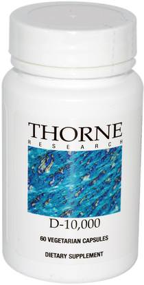 Thorne Research, D-10,000, 60 Vegetarian Capsules ,الفيتامينات، فيتامين d3