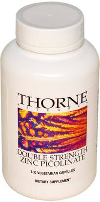 Thorne Research, Double Strength Zinc Picolinate 30 mg, 180 Vegetarian Capsules ,المكملات الغذائية، المعادن، الزنك