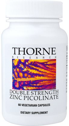Thorne Research, Double Strength Zinc Picolinate 30 mg, 60 Vegetarian Capsules ,المكملات الغذائية، المعادن، الزنك