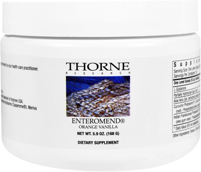 Thorne Research, Enteromend, Orange Vanilla, 5.9 oz (168 g) ,والمكملات، والأحماض الأمينية، وتركيبات الأحماض الأمينية