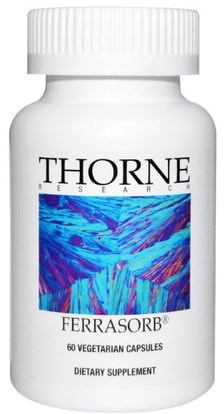 Thorne Research, Ferrasorb, 60 Vegetarian Capsules ,الفيتامينات، فيتامين ب، حمض الفولينيك، والمكملات الغذائية، والمعادن