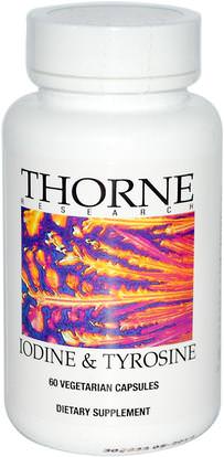 Thorne Research, Iodine & Tyrosine, 60 Vegetarian Capsules ,والملاحق، والمعادن، واليود
