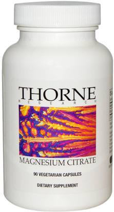 Thorne Research, Magnesium Citrate, 90 Vegetarian Capsules ,المكملات الغذائية، والمعادن، سيترات المغنيسيوم