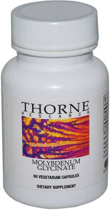 Thorne Research, Molybdenum Glycinate, 60 Vegetarian Capsules ,المكملات الغذائية، مضادات الأكسدة، السيلينيوم، الموليبدينوم، الإنزيمات