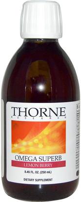 Thorne Research, Omega Superb, Lemon Berry, 8.45 fl oz (250 ml) ,المكملات الغذائية، إيفا أوميجا 3 6 9 (إيبا دا)، زيت السمك السائل