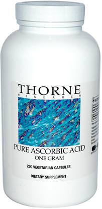 Thorne Research, Pure Ascorbic Acid, 250 Vegetarian Capsules ,الفيتامينات، وفيتامين ج، وفيتامين ج حمض الاسكوربيك