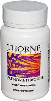 Thorne Research, Selenomethionine, 60 Vegetarian Capsules ,المكملات الغذائية، مضادات الأكسدة، السيلينيوم