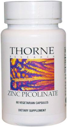 Thorne Research, Zinc Picolinate 15 mg, 60 Vegetarian Capsules ,المكملات الغذائية، المعادن، الزنك