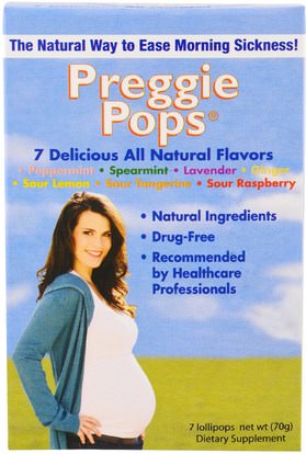 Three Lollies, Preggie Pops, 7 Delicious All Natural Flavors, 7 Lollipops, 10 g Each ,والصحة، والحمل، والغثيان الإغاثة