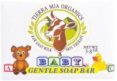 Tierra Mia Organics, Raw Goat Milk Skin Therapy, Baby, Gentle Soap Bar, 3.8 oz ,حمام، الجمال، الصابون، صحة الأطفال، حمام الاطفال