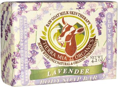 Tierra Mia Organics, Raw Goat Milk Skin Therapy, Body Soap Bar, Lavender, 4.2 oz ,حمام، الجمال، الصابون