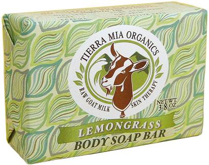 Tierra Mia Organics, Raw Goat Milk Skin Therapy, Body Soap Bar, Lemon Grass, 3.8 oz ,حمام، الجمال، الصابون
