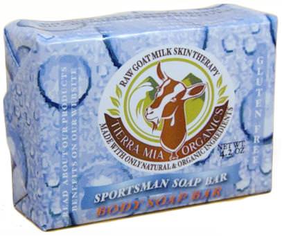 Tierra Mia Organics, Raw Goat Milk Skin Therapy, Body Soap Bar, Sportsman Soap Bar, 4.2 oz ,حمام، الجمال، الصابون