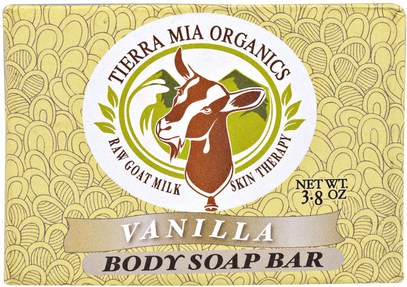 Tierra Mia Organics, Raw Goat Milk Skin Therapy, Body Soap Bar, Vanilla, 3.8 oz ,حمام، الجمال، الصابون