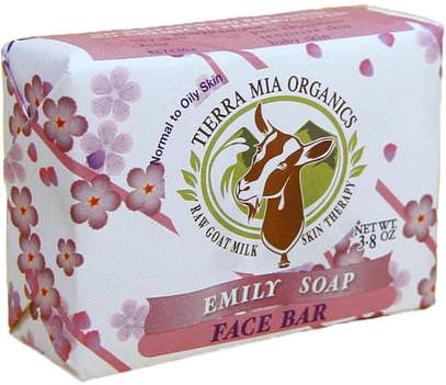 Tierra Mia Organics, Raw Goat Milk Skin Therapy, Face Bar, Emily Soap, 3.8 oz ,حمام، الجمال، الصابون