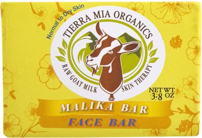 Tierra Mia Organics, Raw Goat Milk Skin Therapy, Face Bar, Malika, 3.8 oz ,حمام، الجمال، الصابون