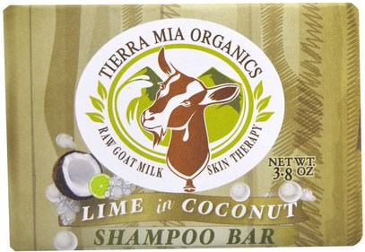 Tierra Mia Organics, Raw Goat Milk Skin Therapy, Shampoo Bar, Lime in Coconut, 3.8 oz ,حمام، الجمال، شعر، فروة الرأس، الشامبو، مكيف، الصابون
