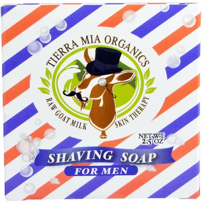 Tierra Mia Organics, Raw Goat Milk Skin Therapy, Shaving Soap For Men, 2.5 oz ,حمام، الجمال، الحلاقة، الصابون