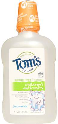 Toms of Maine, Alcohol-Free Childrens Anticavity Fluoride Rinse, Juicy Mint, 16 fl oz (473 ml) ,حمام، الجمال، شفهي، الأسنان، تهتم، غسول الفم