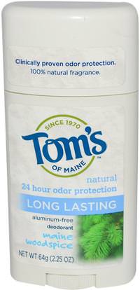 Toms of Maine, Natural Long Lasting Deodorant, Aluminum-Free, Maine Woodspice, 2.25 oz (64 g) ,حمام، الجمال، مزيل العرق