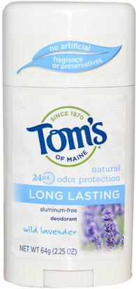 Toms of Maine, Natural Long Lasting Deodorant, Aluminum-Free, Wild Lavender, 2.25 oz (64 g) ,حمام، الجمال، مزيل العرق المرأة